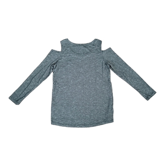 Matty M Women's Size S Dark Gray Cold Shoulder Thick Knit Stretch Rayon Top - Picture 4 of 7